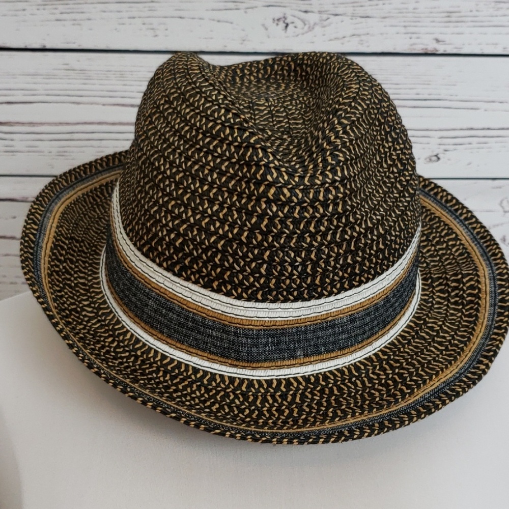 BCBGeneration Off Campus Striped Fedora Hat - Picture 2 of 8